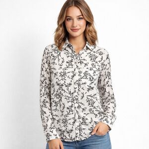 Zoe Shirt Top Size Medium Floral Long Sleeve Hi-Lo